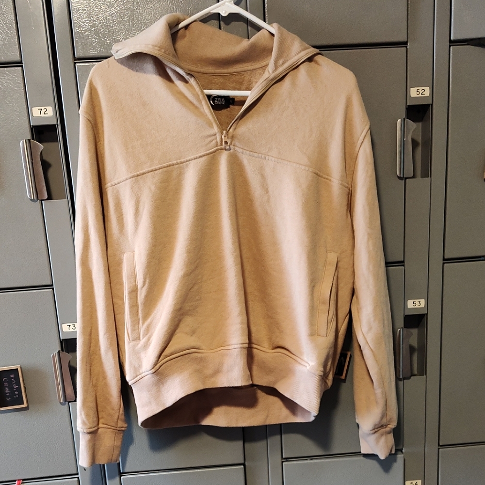 Women's Beige Half-Zip Hoodie